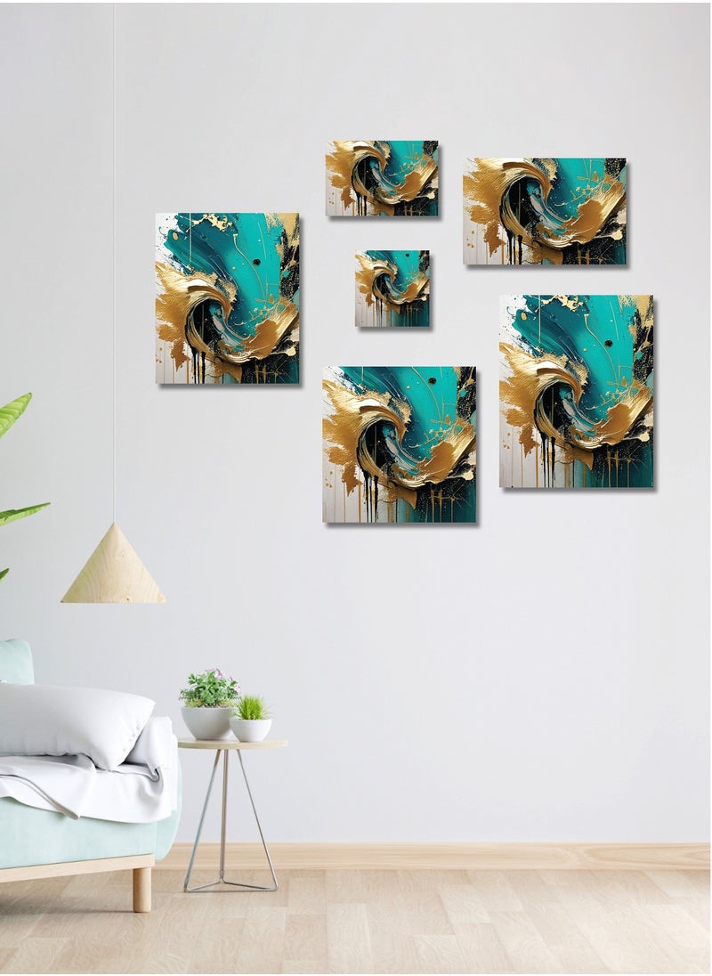 Printed Abstract Painting Canvas Artwork on Cotton Canvas with Wooden Stretcher – Wall Mount Friendly, Includes Hooks and Screws, Available in Sizes: 40x40, 60x40, 80x60, 80x120, 100x100, 100x150