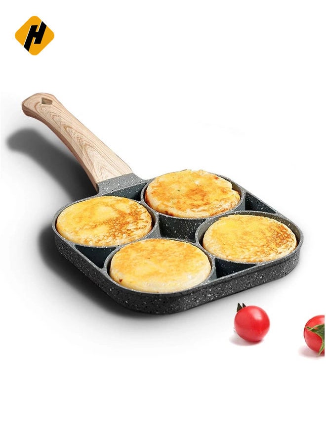 four-cup egg pan, medical stone non-stick frying pan, compatible with all heat sources (3-inch eggs)