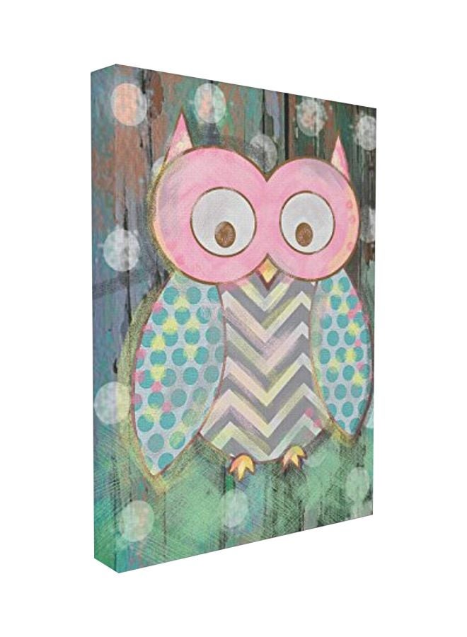 Owl Canvas Wall Painting Pink/Grey/Blue 16x20inch