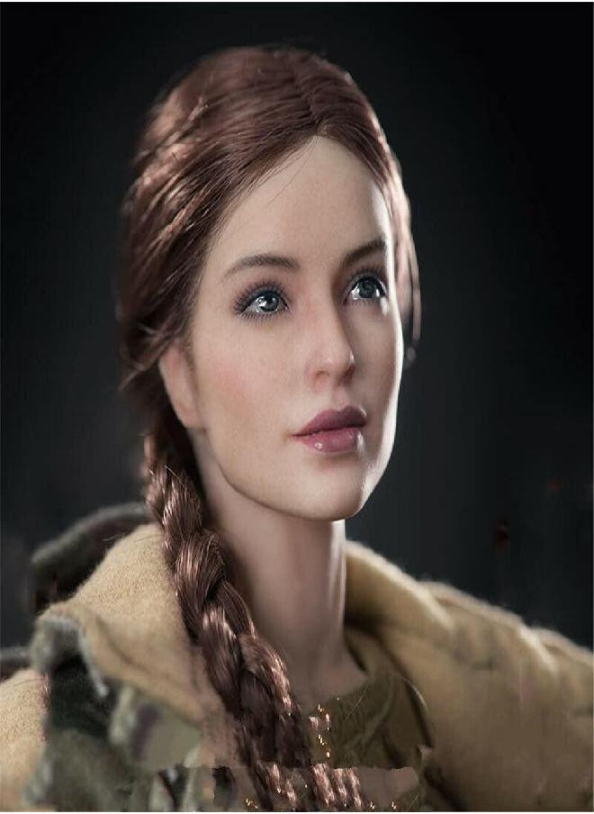 1/6 Scale Female Head Sculpt,Girl Soldier Braid Hair Head Carved for 12'' Phicen TBLeague VC Action Figure