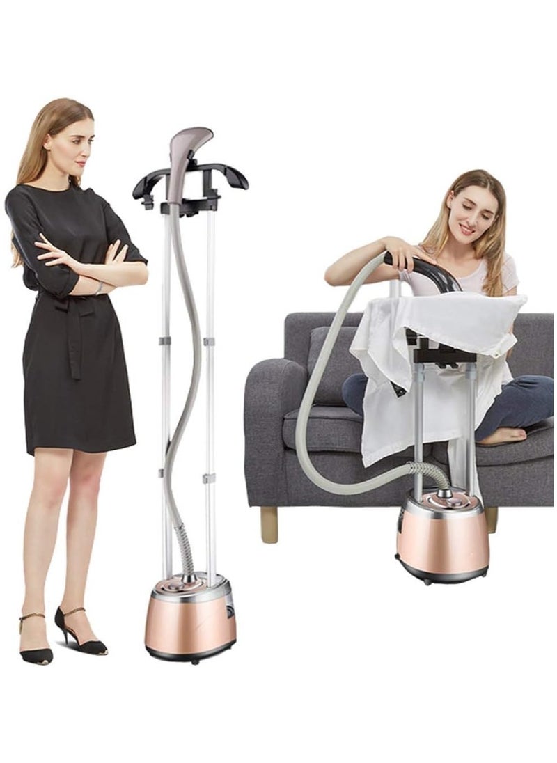 Garment Steamer with Ironing Board – Floor Standing Clothes Steamer with 8-Hole Air Outlet, 10 Gears Temperature Control, Large Water Tank, Easy Ironing for All Types of Clothes