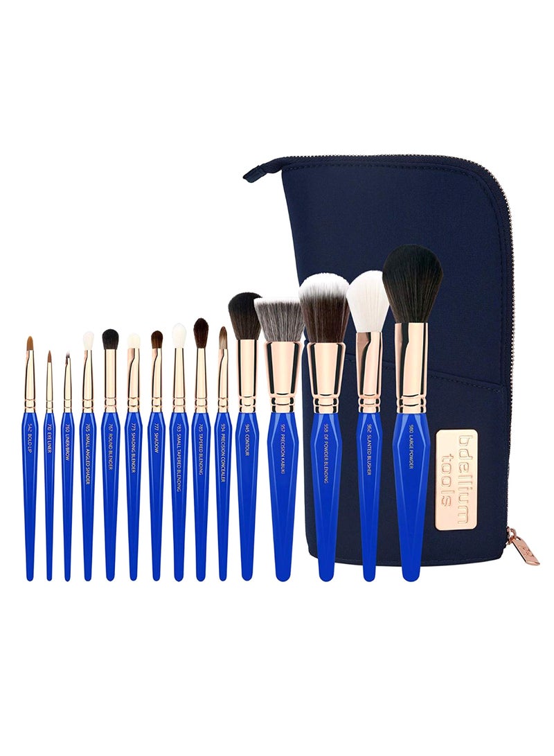 15-Piece Professional Make-Up Brush Set With Case Multicolour