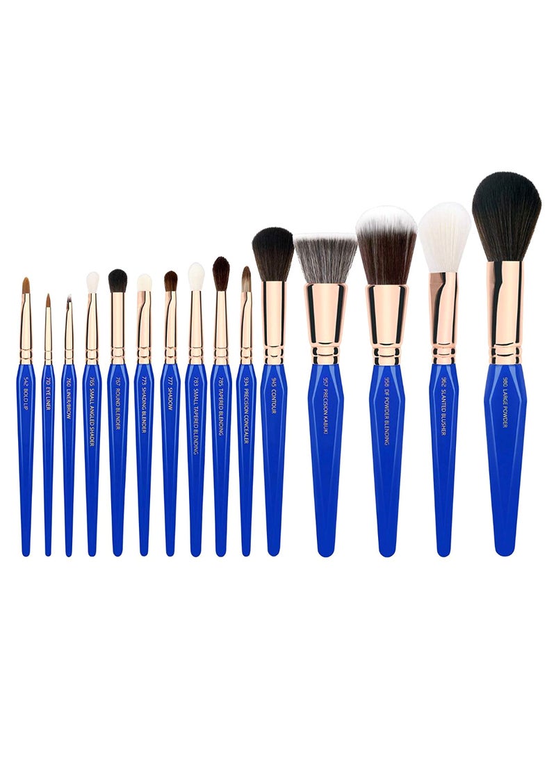 15-Piece Professional Make-Up Brush Set With Case Multicolour