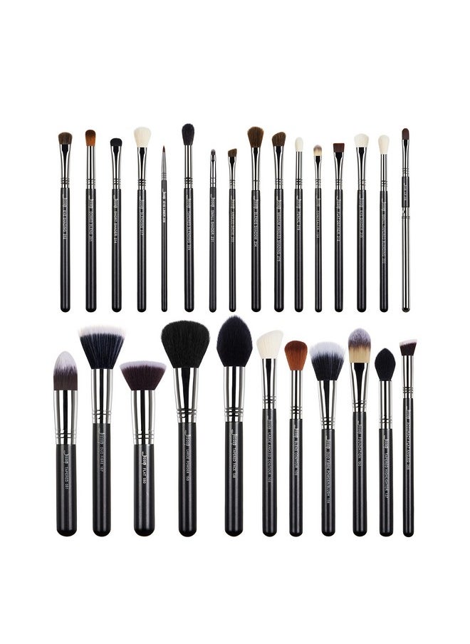 Makeup Brushes Set Professional 27 Pcs Brush Makeup Premium Synthetic Foundation Contour Powder Blush Highlighter Eyeshadow Concealer Brow Face Make Up Brushes Tools Black/Silver T133