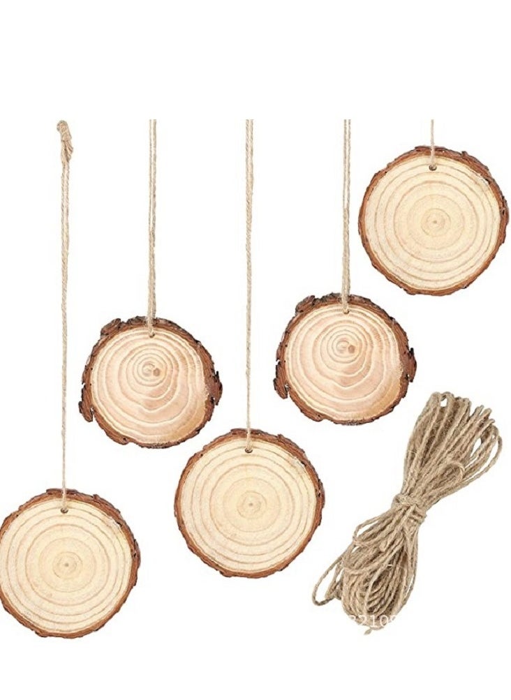 【5-6CM】50PCS Wooden Original Ecology Unpeeled Cedarwood Round Chip Manual DIY Home Decoration Artware Burlywood 20.0x14.0x8.0cm