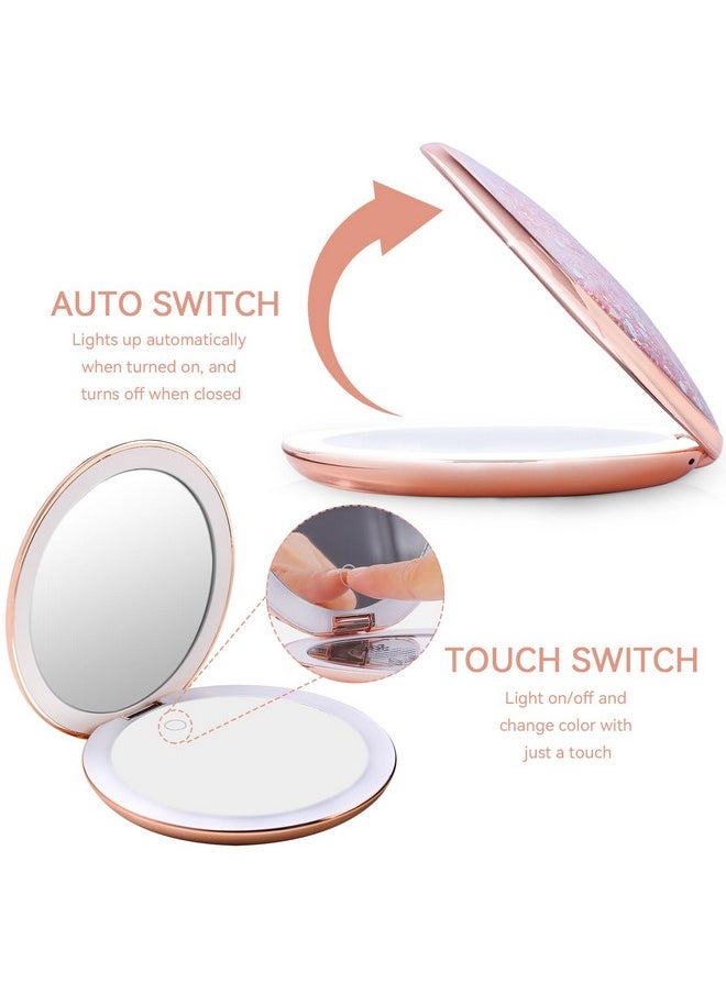 Magnifying Mirror With Light,1X/25X Compact Mirror,Lighted Makeup Mirror With Touch Control,4.8 Inch Portable Magnifying Mirror With Lights For Home And Outdoors