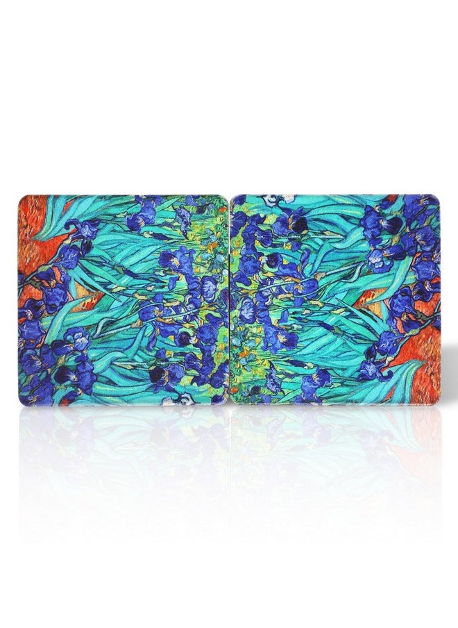 Compact Mirror 3.15 Inch Double-Sided 1X/2X Magnifying Bulk Pu Leather Makeup Mirrors Round Mirror For Purses Small Pocket Portable Hand Mirror For Woman Mother (Square Irises)