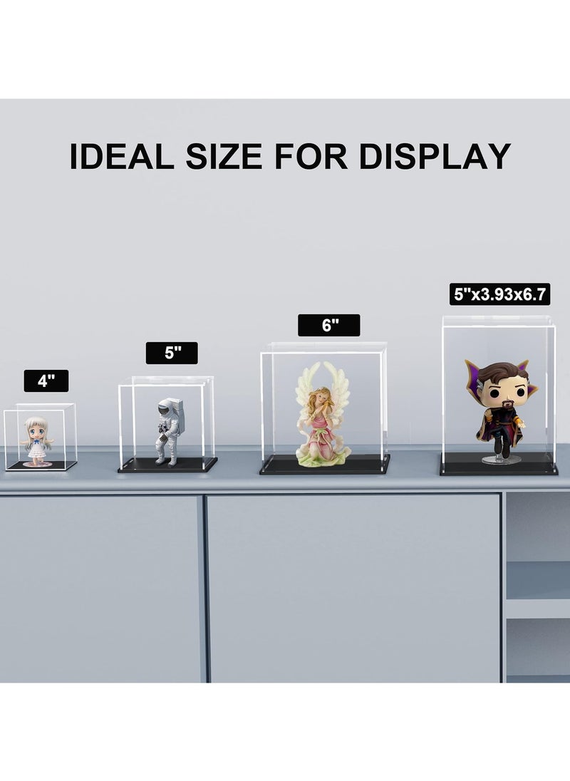 Assembled Acrylic Display Case, Clear Acrylic Protector Compatible with Funko POP! 4 Inch Vinyl Figures, Countertop Alternative Glass Case for Home Storage