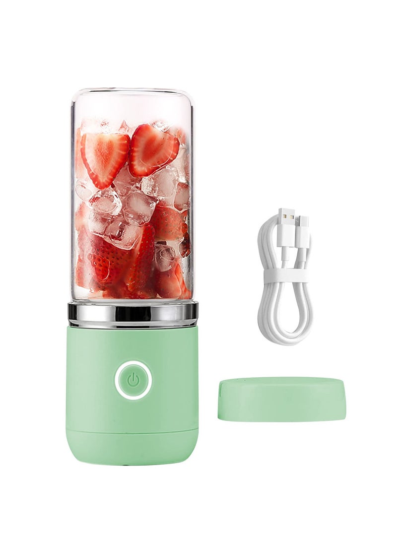 Portable Juice Blender,mini glass portable smoothie maker,refillable bottle blender travel juicer manual,for fruit juices and milkshakes (green)