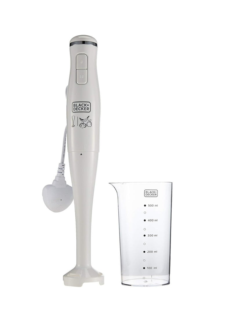 Black+Decker 300W Stick Blender, White - Sb2500-B5