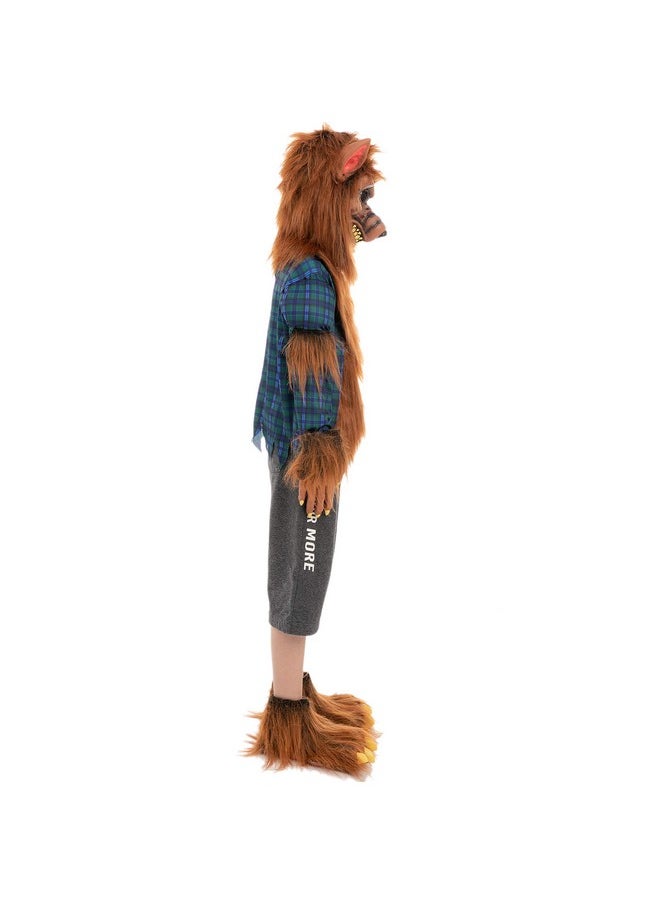 Scary Werewolf Halloween Kids Costume With Mask, Gloves And Shoes Cover For Wolf Dress Up Costume-M(8-10Yr)