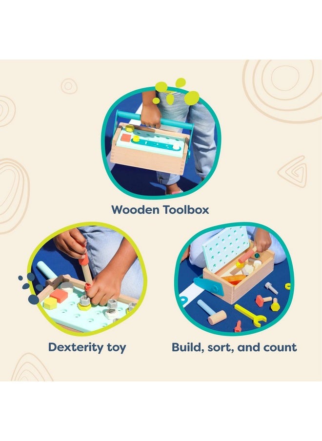 - Fix ‘N’ Play Kit- Pretend Play Tool Box - Wooden Toolbox & Accessories (25 Pcs) - Carpenter Set For Kids - Play Set With Drill, Hammer, Screwdriver & More - 3 Years +