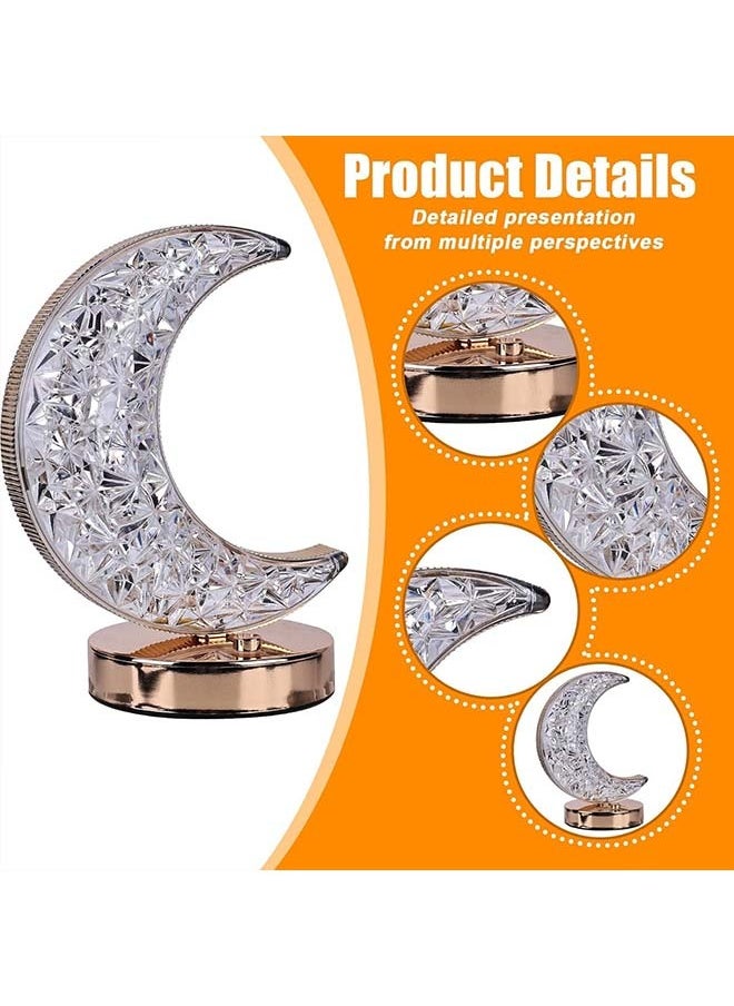 Ramadan Lamp,Ramadan Decorations,Crystal Table Lamp Moon Shape Night Light Touch LED Nightstand Lamp Desk Lamp for Home Bedroom Living Room Ramadan Table Decorations(Moon)