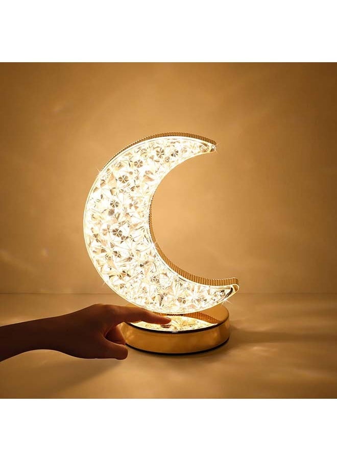 Ramadan Lamp,Ramadan Decorations,Crystal Table Lamp Moon Shape Night Light Touch LED Nightstand Lamp Desk Lamp for Home Bedroom Living Room Ramadan Table Decorations(Moon)