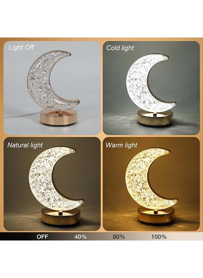 Ramadan Lamp,Ramadan Decorations,Crystal Table Lamp Moon Shape Night Light Touch LED Nightstand Lamp Desk Lamp for Home Bedroom Living Room Ramadan Table Decorations(Moon)