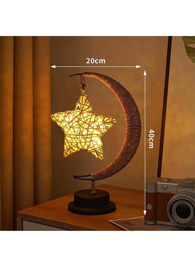 Decorations for Home,Enchanted Lunar Ramadan Lamp,Magic Moon Shape Table Lamp, Hanging Star Lamp,Home Bedroom Romantic Desktop Nightstand Decoration