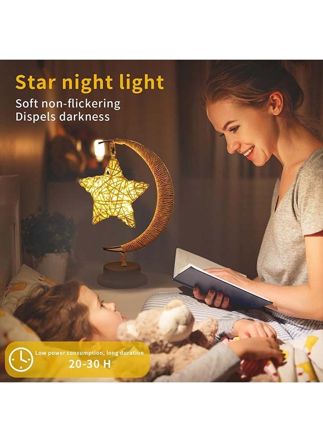 Decorations for Home,Enchanted Lunar Ramadan Lamp,Magic Moon Shape Table Lamp, Hanging Star Lamp,Home Bedroom Romantic Desktop Nightstand Decoration