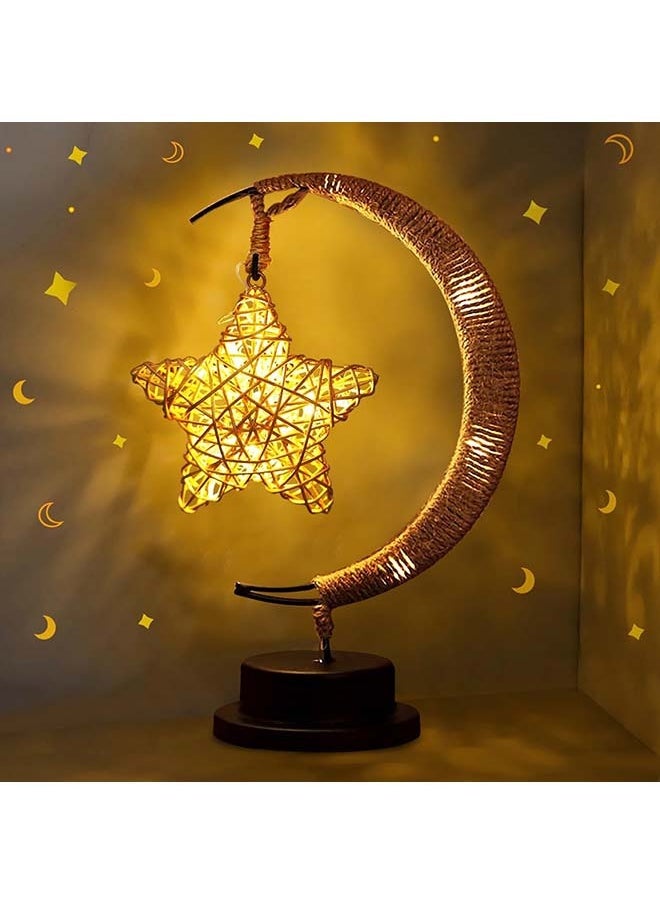 Decorations for Home,Enchanted Lunar Ramadan Lamp,Magic Moon Shape Table Lamp, Hanging Star Lamp,Home Bedroom Romantic Desktop Nightstand Decoration