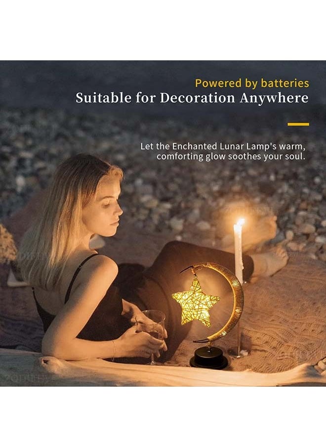 Decorations for Home,Enchanted Lunar Ramadan Lamp,Magic Moon Shape Table Lamp, Hanging Star Lamp,Home Bedroom Romantic Desktop Nightstand Decoration