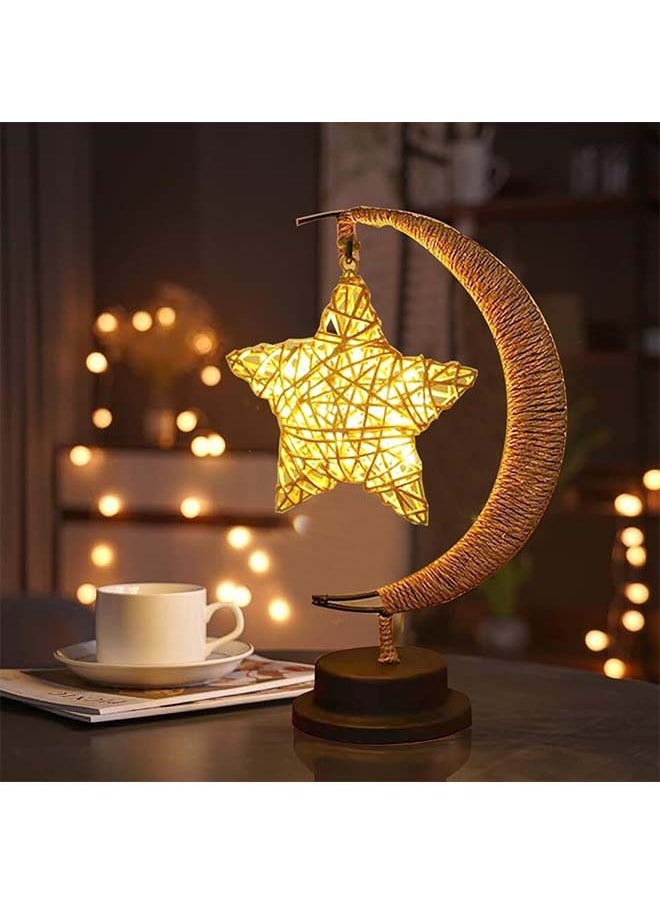 Decorations for Home,Enchanted Lunar Ramadan Lamp,Magic Moon Shape Table Lamp, Hanging Star Lamp,Home Bedroom Romantic Desktop Nightstand Decoration