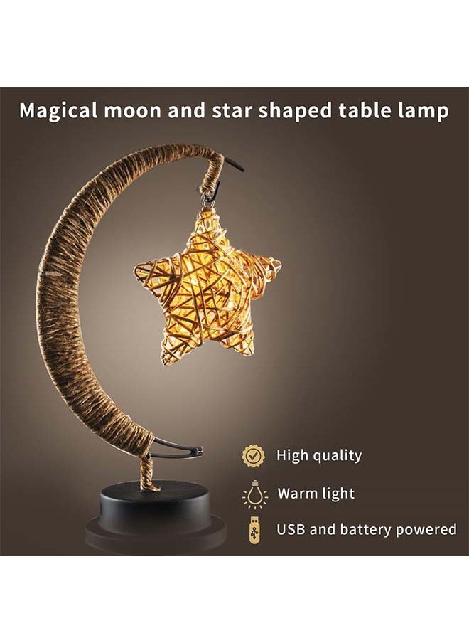 Decorations for Home,Enchanted Lunar Ramadan Lamp,Magic Moon Shape Table Lamp, Hanging Star Lamp,Home Bedroom Romantic Desktop Nightstand Decoration