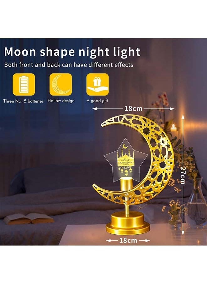 Ramadan Decorations,Ramadan Lamp, Decorative Desk Lamp, Battery Powered Crescent Moon Light Decor, Patterned Hollow Out Warm Table Lamp Ramadan Lights Decorations for Home Bedrooms (star)