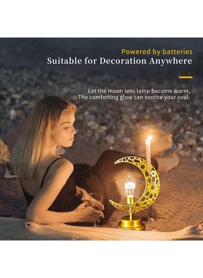 Ramadan Decorations,Ramadan Lamp, Decorative Desk Lamp, Battery Powered Crescent Moon Light Decor, Patterned Hollow Out Warm Table Lamp Ramadan Lights Decorations for Home Bedrooms (star)