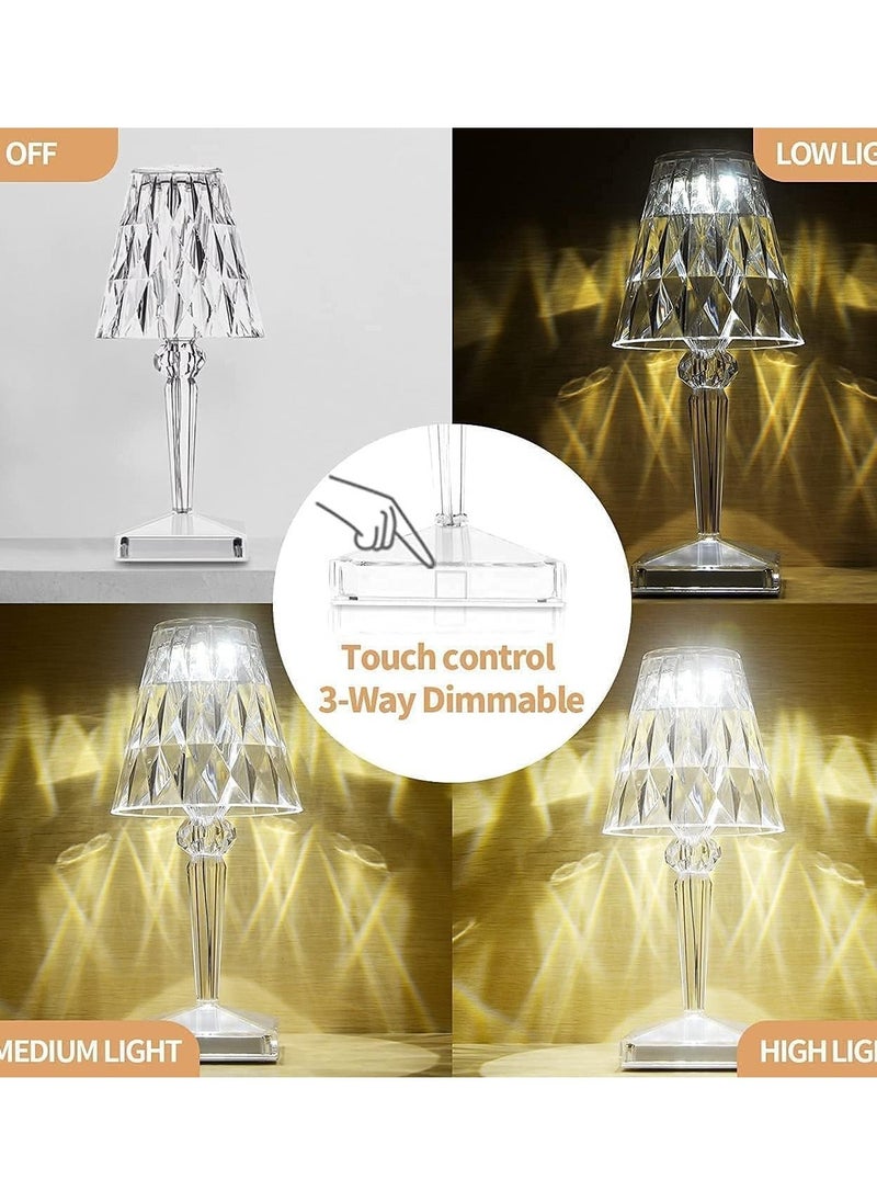 Touch Crystal Diamond Table Lamp, Romantic LED Night Light Modern Gift Relax Bedside Lamp with USB Charging Port Decoration Desk Nightstand Lamps