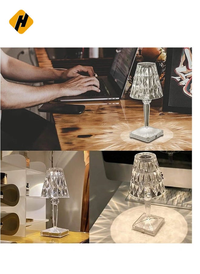 Touch Crystal Diamond Table Lamp, Romantic LED Night Light Modern Gift Relax Bedside Lamp with USB Charging Port Decoration Desk Nightstand Lamps