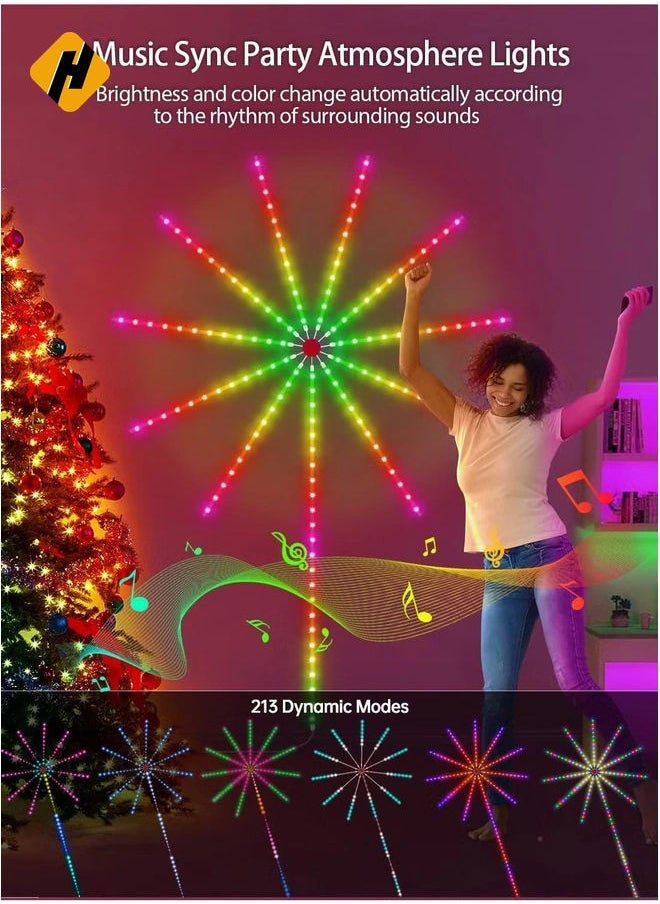 Smart Firework LED Lights 30cm - Color Changing USB Decor for Bedroom