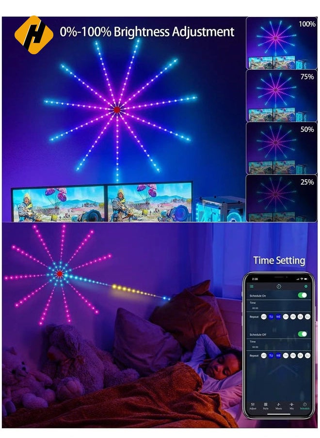 Smart Firework LED Lights 30cm - Color Changing USB Decor for Bedroom