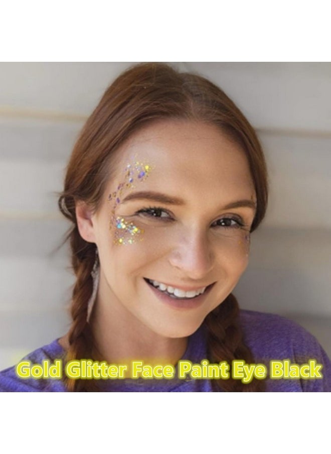 Gold Face Body Glitter,Mardi Gras Glitter Makeup Gold Face Paint,Holographic Chunky Sequins Glitters For Eye Lip Hair Nails,Festival Glitter Rave Accessories,02 Gold Glitter