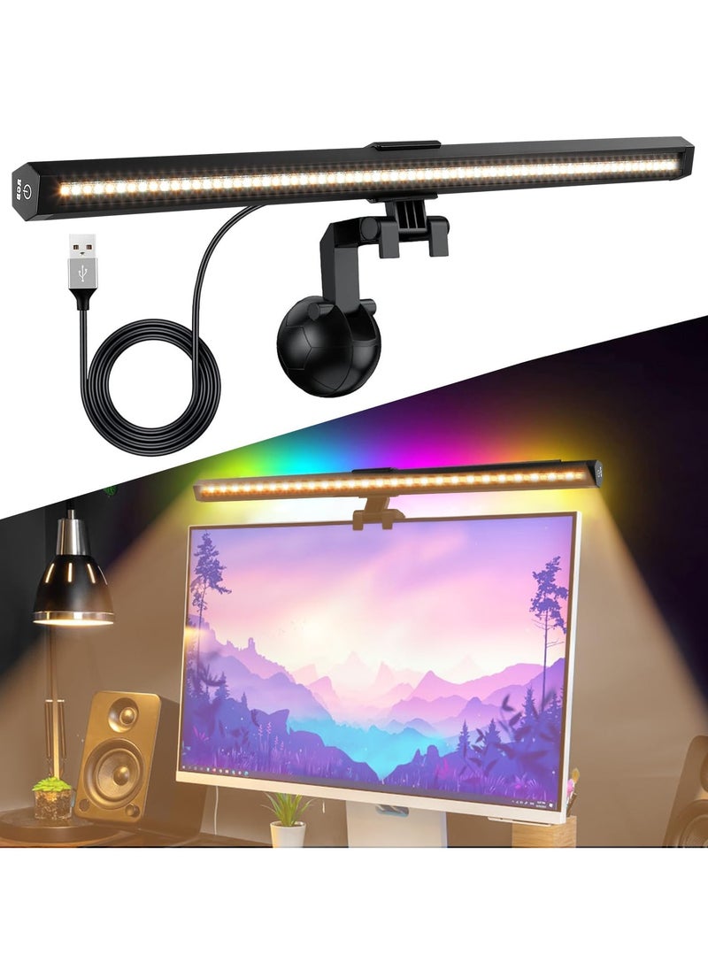 Computer Light with 3 Modes 15 Colors RGB Backlight LED Monitor Light Bar Dimmable Screen Monitor Light USB Powered Computer Monitor Lamp for Home Office