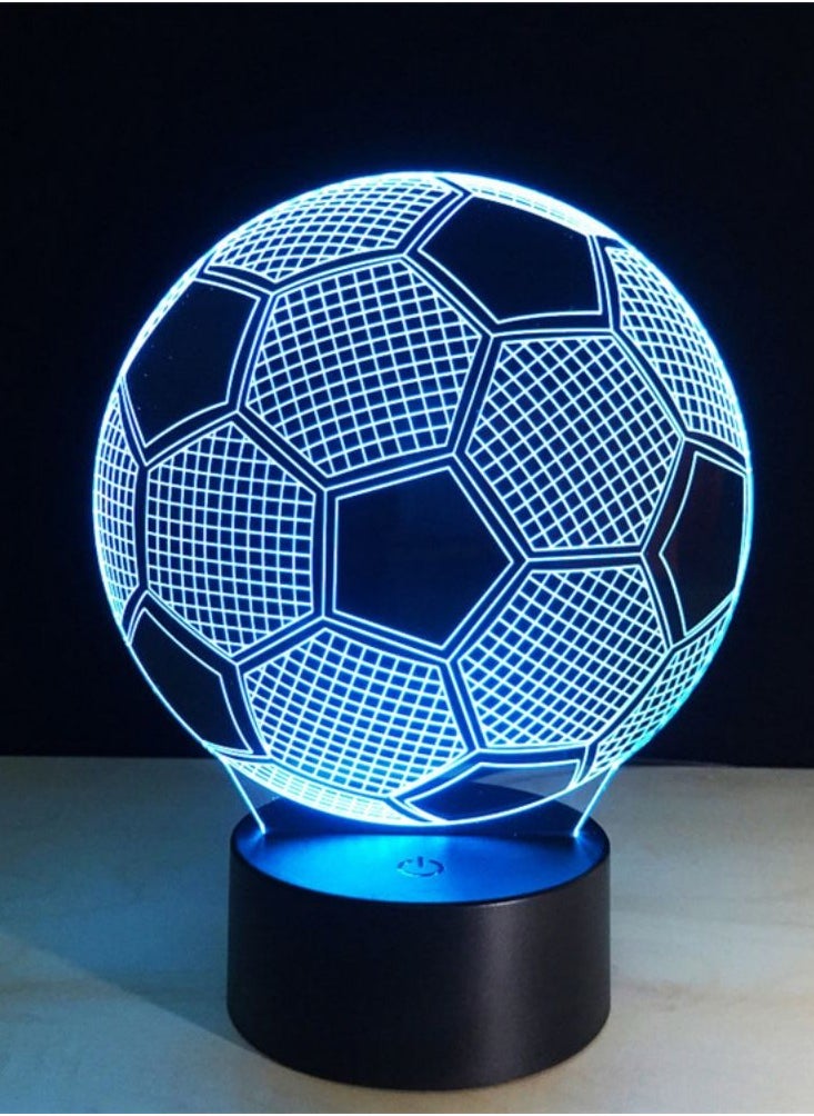 Kids Night Light Football 3D Optical Illusion Lamp With Remote Control 16 Colours Changing Soccer Gift Idea For Sport Fan Boys Girls