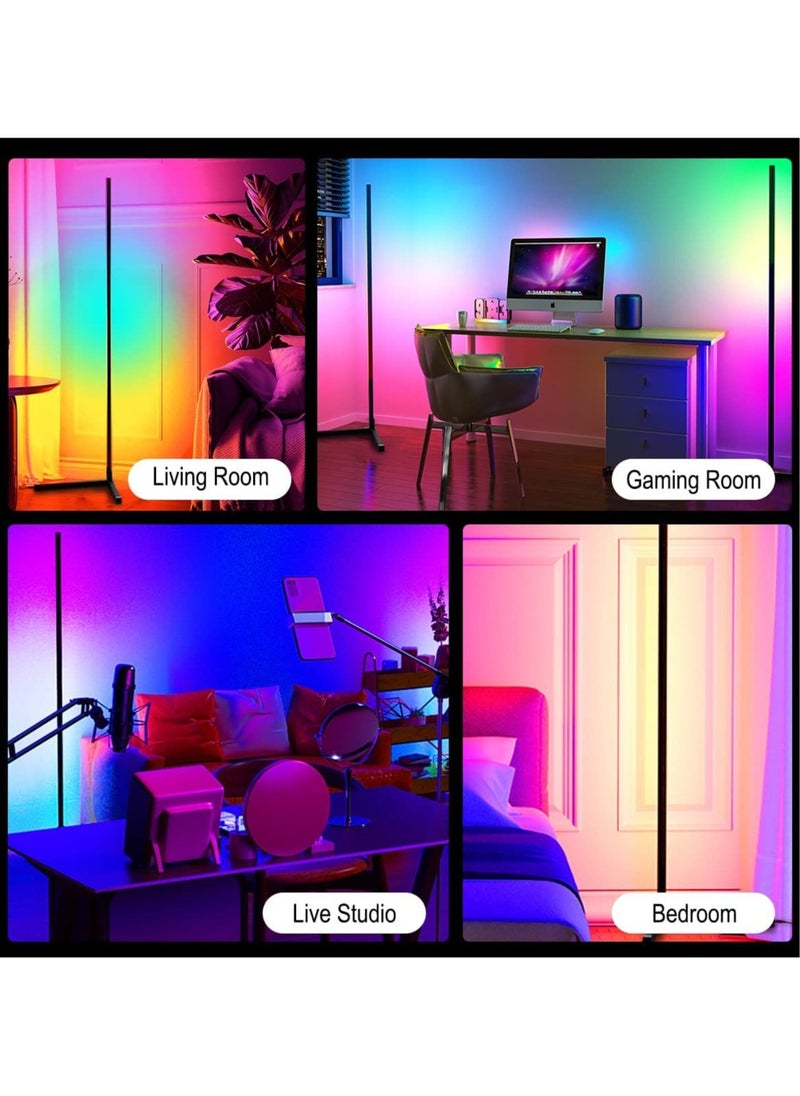 Smart RGB Floor Lamp ,RGB Corner Floor Lamp  with App/Remote Control/Dimmable/Music Sync,Smart Floor Light for Bedroom Living Room Gaming Room