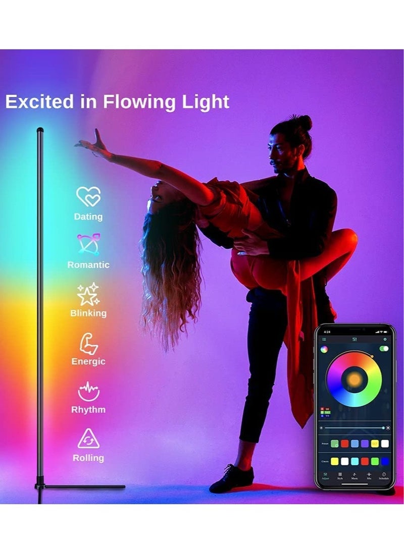 Smart RGB Floor Lamp ,RGB Corner Floor Lamp  with App/Remote Control/Dimmable/Music Sync,Smart Floor Light for Bedroom Living Room Gaming Room