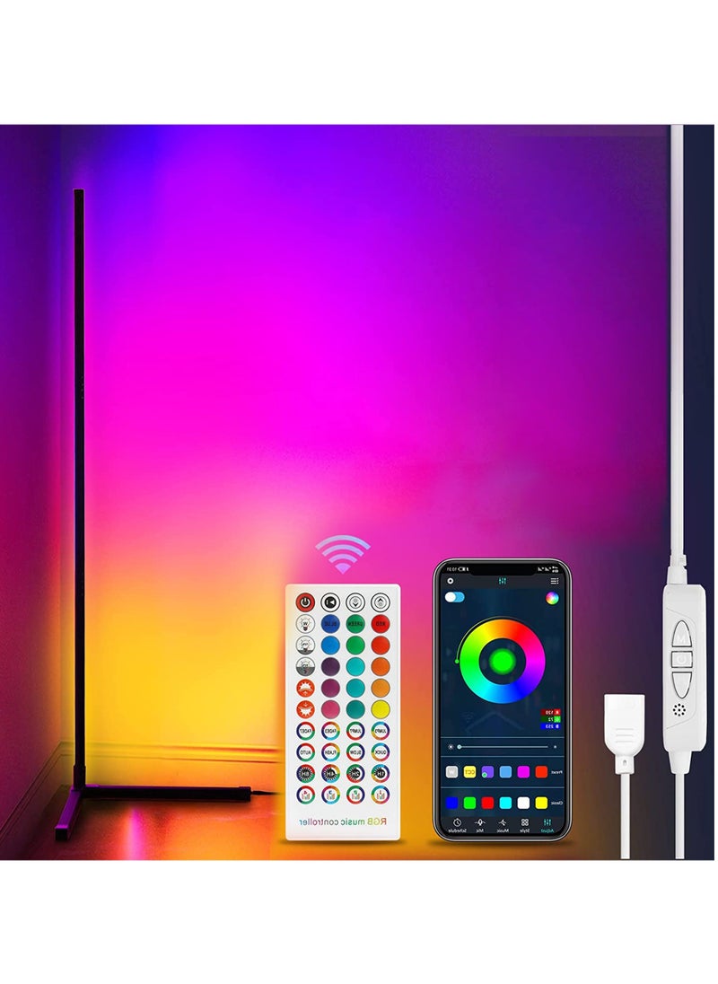 Smart RGB Floor Lamp ,RGB Corner Floor Lamp  with App/Remote Control/Dimmable/Music Sync,Smart Floor Light for Bedroom Living Room Gaming Room