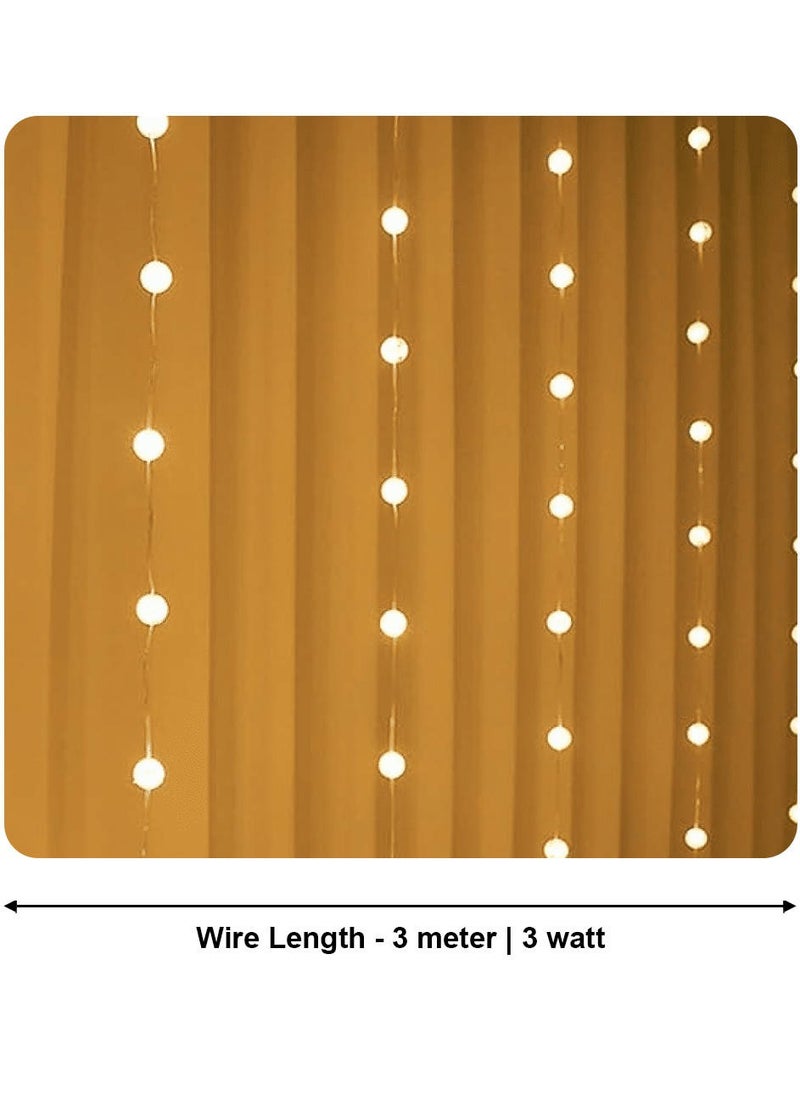 3x3 Crystal Ball Curtain Lights 3M Warm White 3W Corded Electric  for Ramadan Christmas, Anniversary Decoration