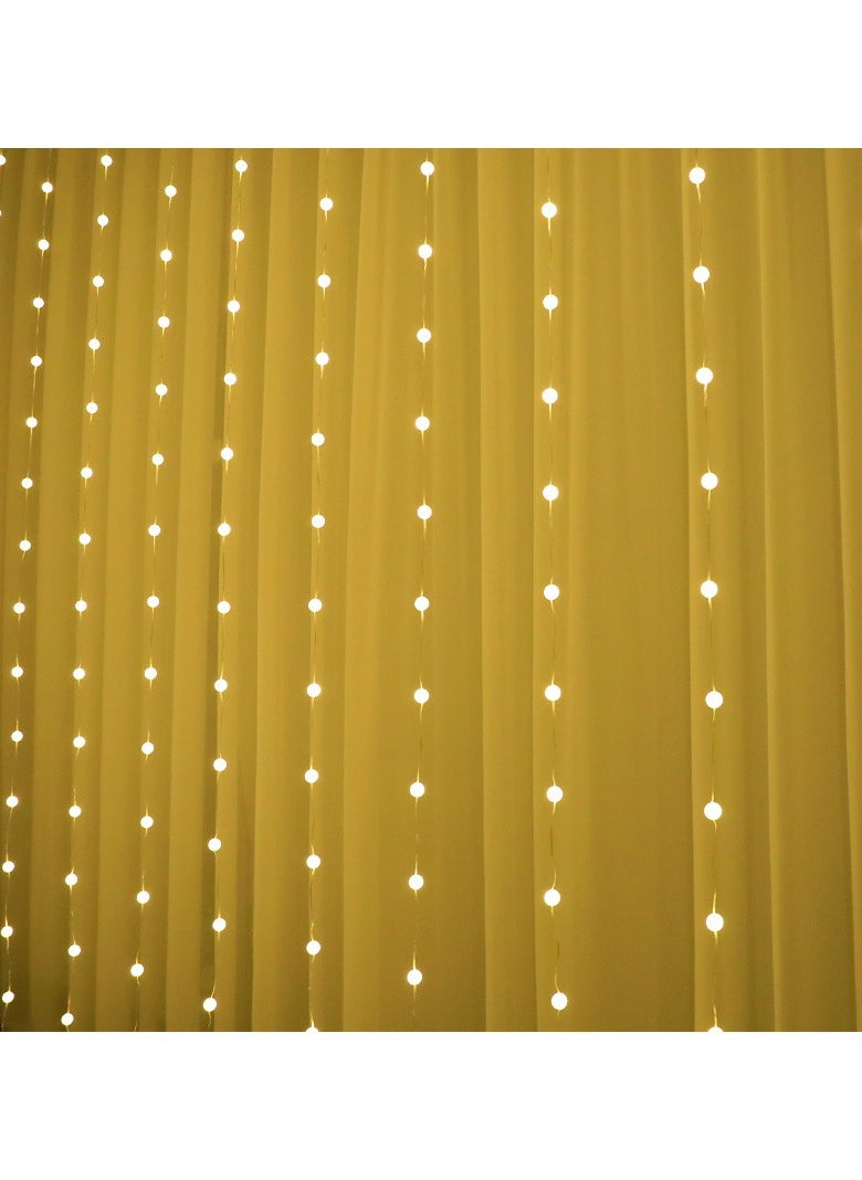 3x3 Crystal Ball Curtain Lights 3M Warm White 3W Corded Electric  for Ramadan Christmas, Anniversary Decoration