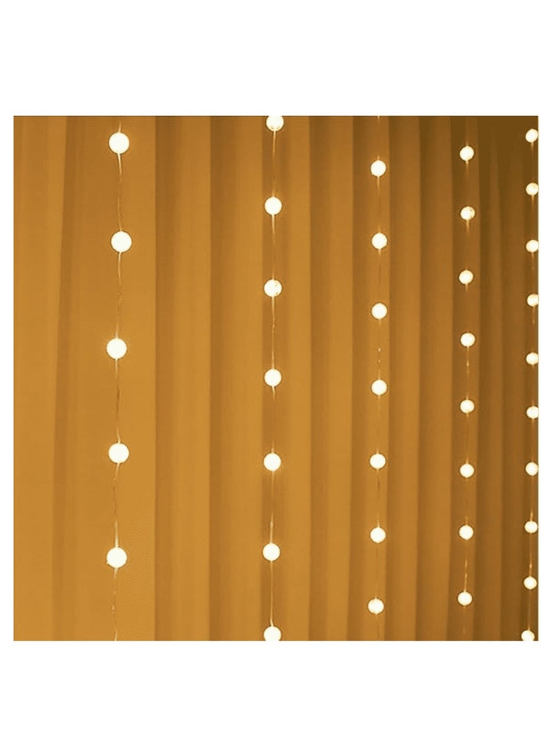 3x3 Crystal Ball Curtain Lights 3M Warm White 3W Corded Electric  for Ramadan Christmas, Anniversary Decoration