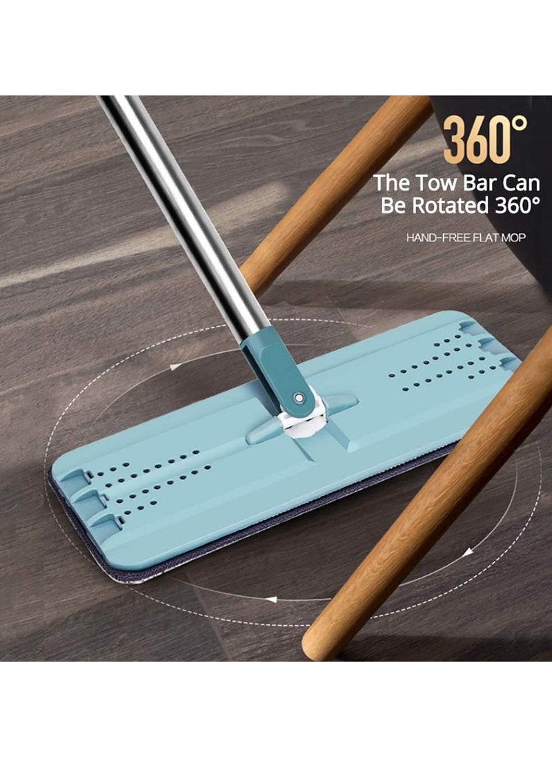 2 in 1 Wet & Dry Floor Mop Bucket Hand Free Wash Flat Squeeze Lazy Mop Home Kitchen Floor Cleaning Mops Magic Automatic Spin Mop Avoid Hand Wash Ultra Fine Fibre Cleaning random color available