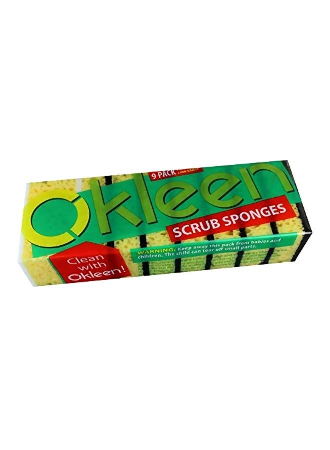 9-Piece Multi Use Scrub Sponge Yellow/Black 4.3x2.8x1.4inch