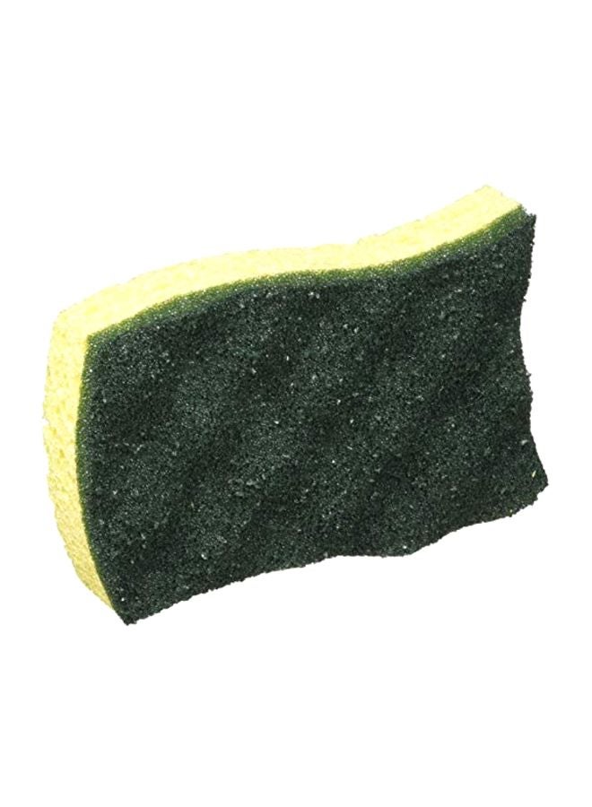 Pack Of 12 Scrub Sponge Green/Yellow 10x7x3cm