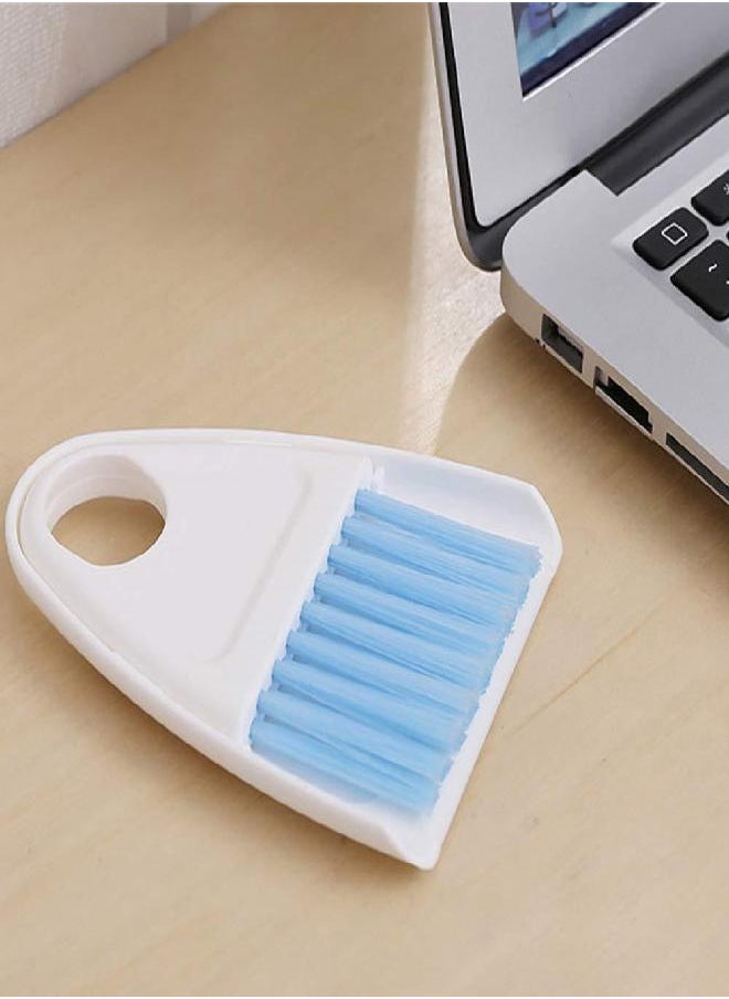 Mini Broom and Dustpan Set Small Hand Broom and Dust Pan Tiny Dustpan and Brush Set for Cleaning Table Countertop Keyboard Pets Hair and Small Messes - 1 Pack Blue & White
