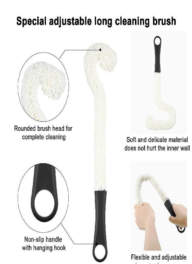 3 Pieces Wine Decanter Cleaning Brush Flexible Bottle Scourer with Stainless Steel Decanter Cleaning Balls Multi-Function Household Cleaning Tools for Goblets/Champagne Flutes/Cups/Glasses (Black)