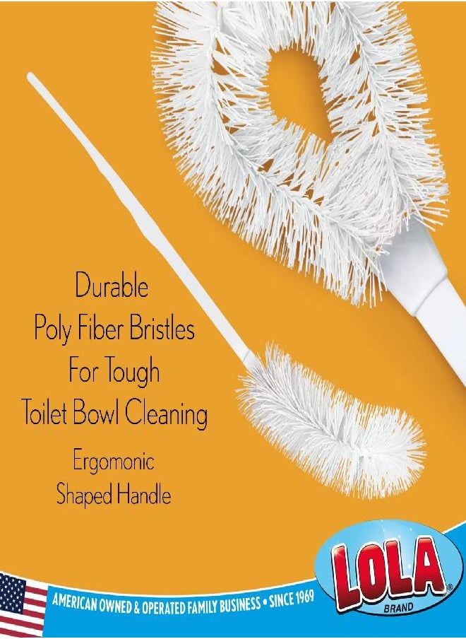 Lola Products Toilet Bowl Brush with Curved Head | Galvanized Twisted Wire | Durable Poly Fiber Bristles | Curved Head Reaches Under The Toilet Bowl Rim for a Thorough Cleaning - 1 Count