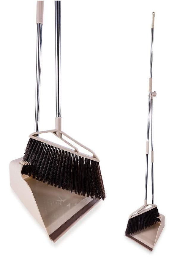 Broom and Dustpan Stand Up Long Handle Home Kitchen Set for Outdoor Indoor Brush Cleaning Holder