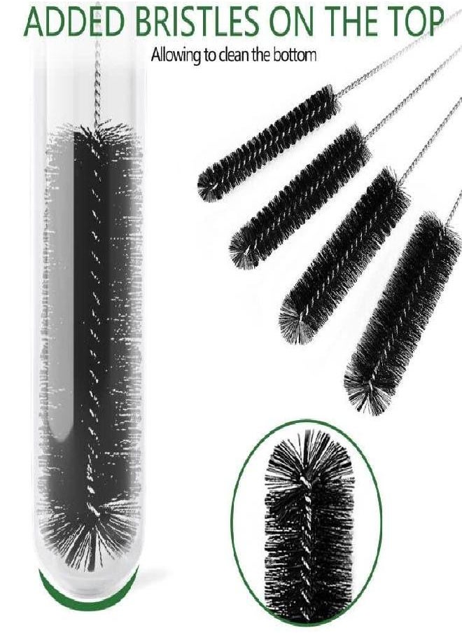 CiaraQ Bottle Cleaning Brushes, 9.8 Inch Nylon Tube Brush Set, Cleaner for Narrow Neck Bottles Cups with Hook, Set of 10pcs. Black