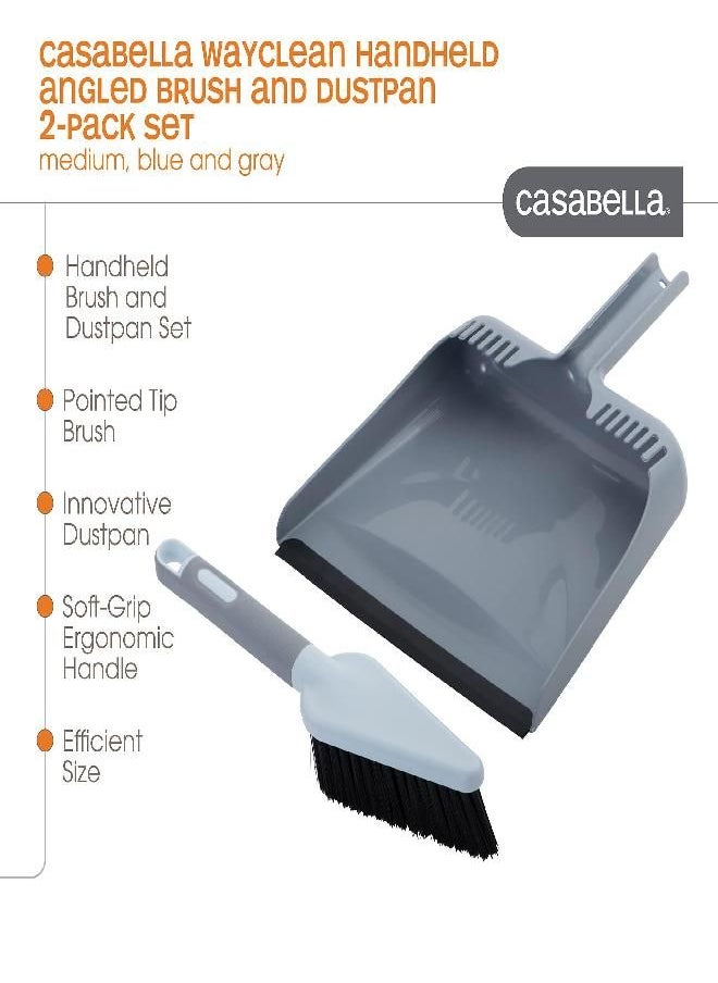 Casabella Wayclean Handheld Angled, Medium, Gray Dustpan and Brush Set, Colors May Vary