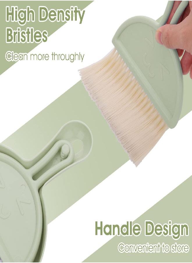 cobee Small Dustpan and Brush Set, Mini Dust Pan with Broom Set Hand Dustpan Portable Table Top Brush Table Crumb Sweeper Broom with Soft Bristles for Desk, Home, Kitchen Necessities(Green)